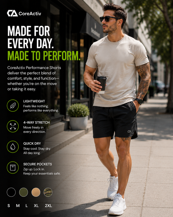 CoreActiv Quick-Dry Performance Shorts for everyday, casual wear