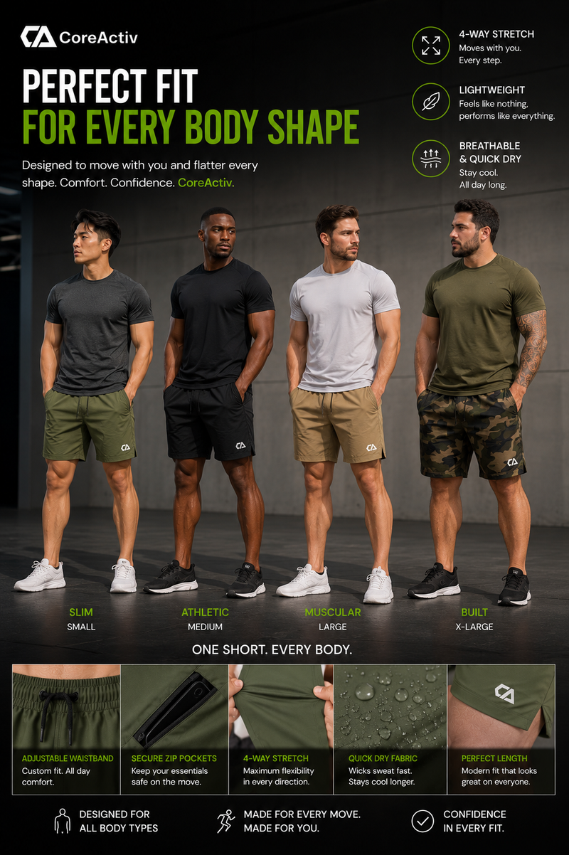 CoreActiv Quick-Dry Performance Shorts waistband and drawstring detail