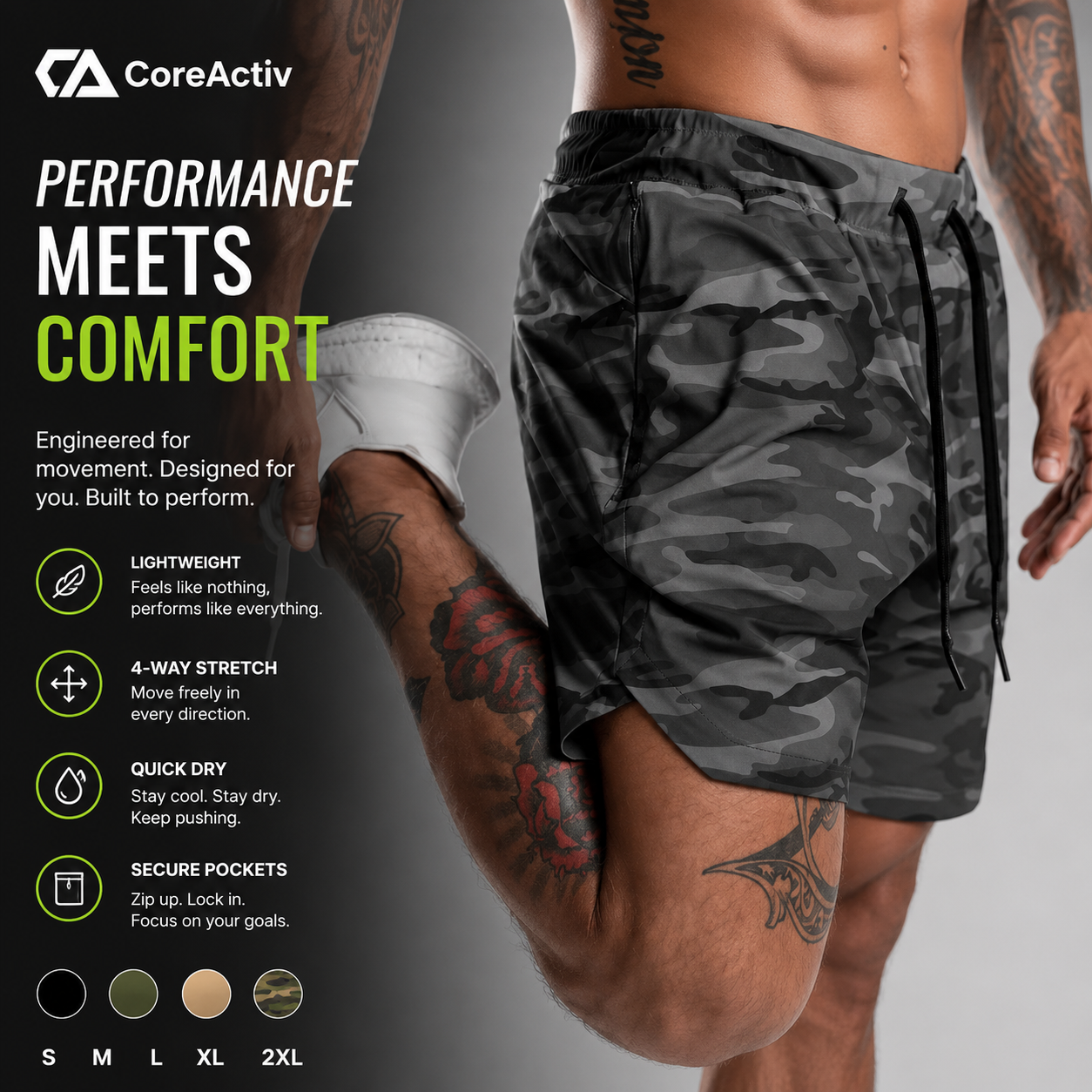 CoreShift Quick-Dry Performance Shorts