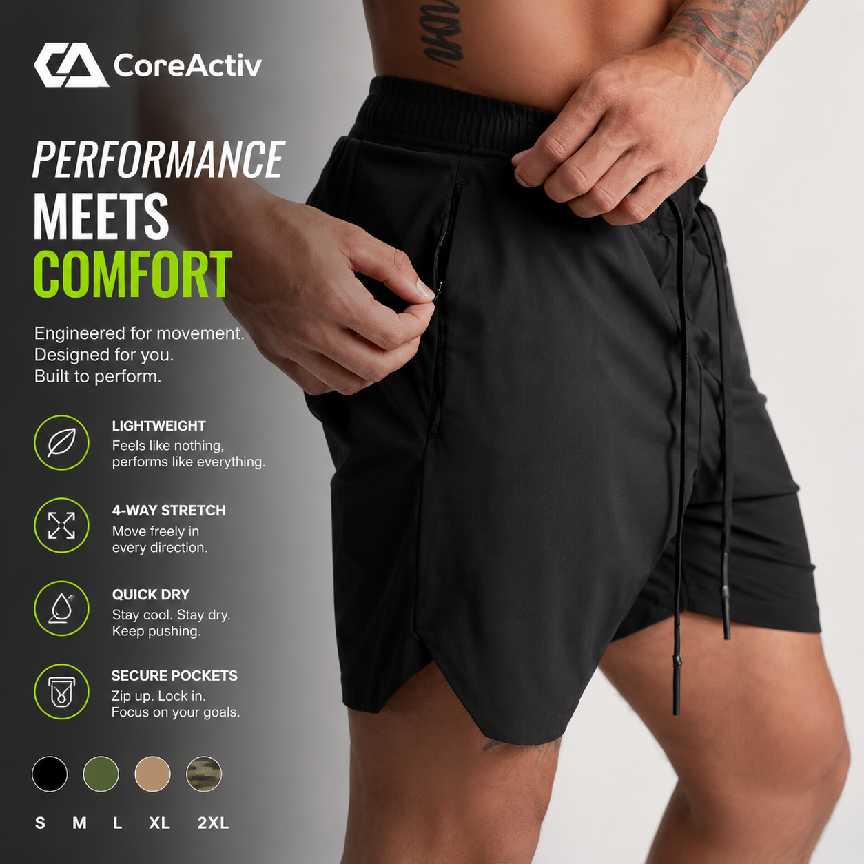 CoreShift Quick-Dry Performance Shorts