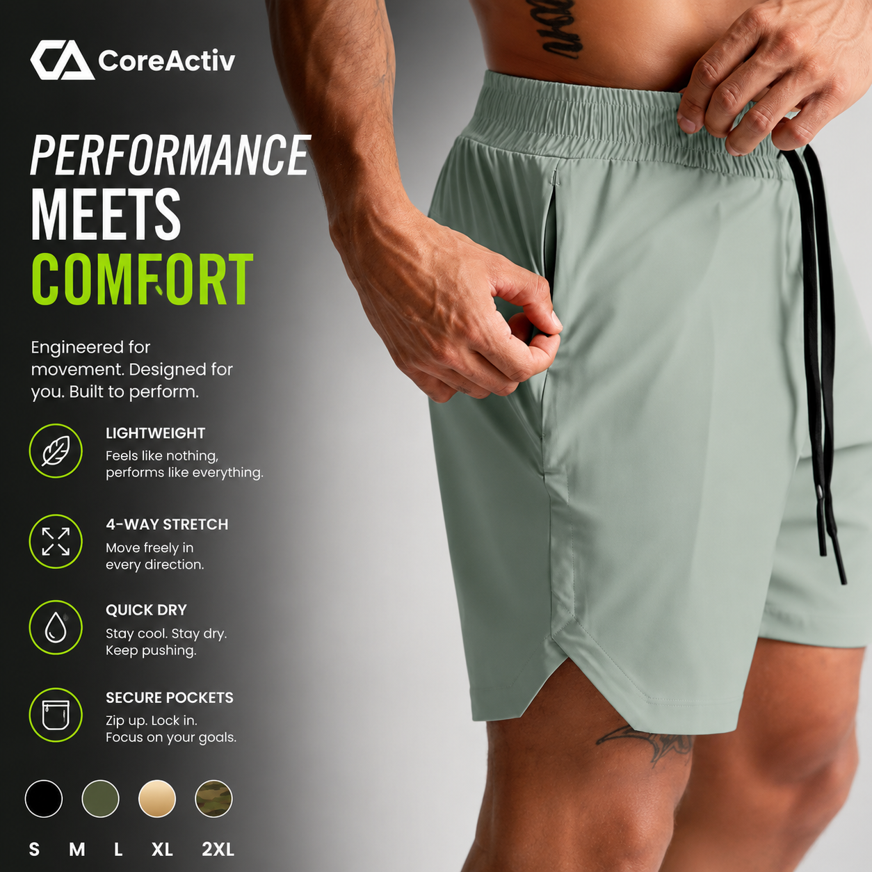 CoreShift Quick-Dry Performance Shorts